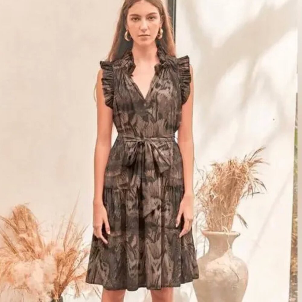 Women's Christy Lynn Bardot Belted Ruffle Dress - Size Small